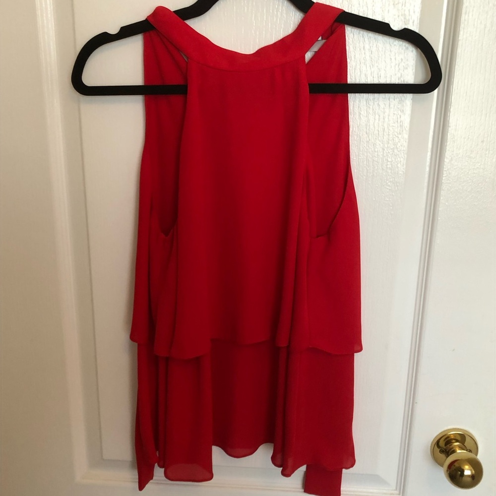 Zara Red Halter-Neck Blouse with Tie-Up Back